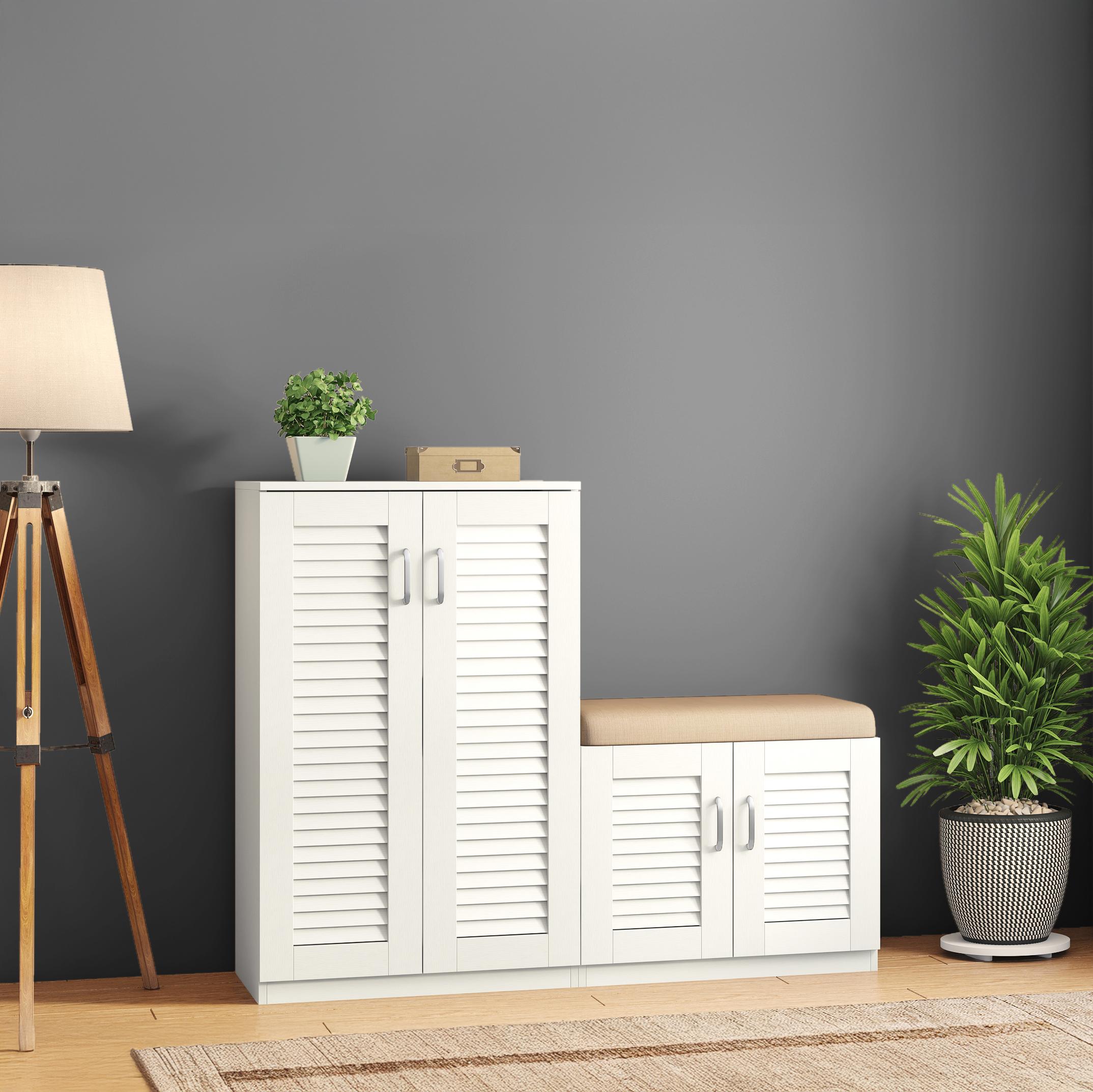 Bennis 25 Pair Shoe Rack in White Finish