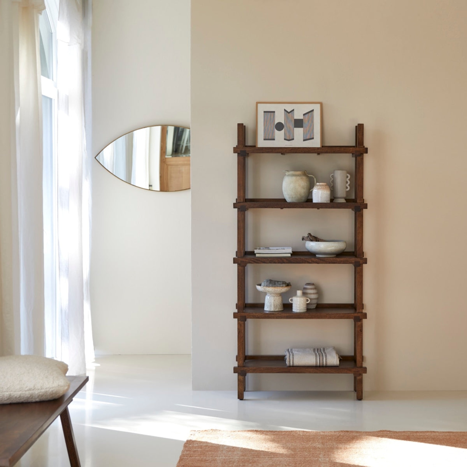 Asa Solid Wood  Bookshelf in Provincial Teak Finish - Woodenmood
