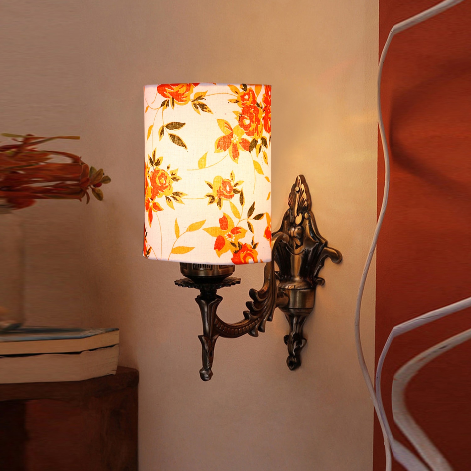 Devansh Metal Electric Wall Light in Antique Gold Colour with Multi Shade Count of 1 Light - Devansh