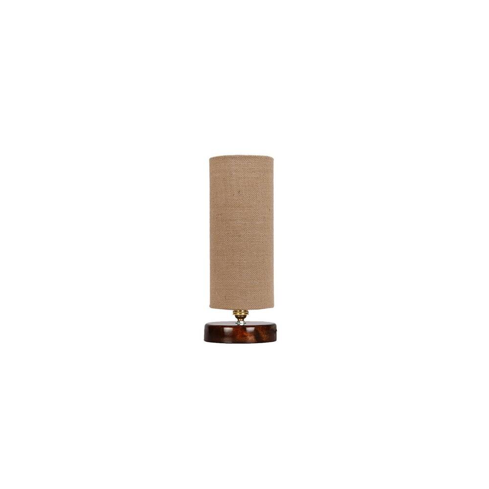Sierra Beige Jute table lamp with brown wood base