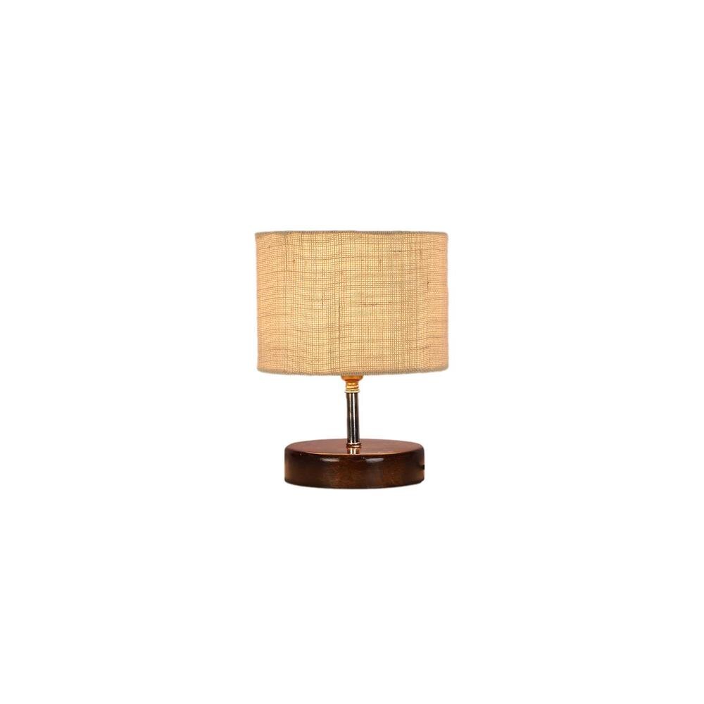 Tyler White Jute table lamp with brown wood base