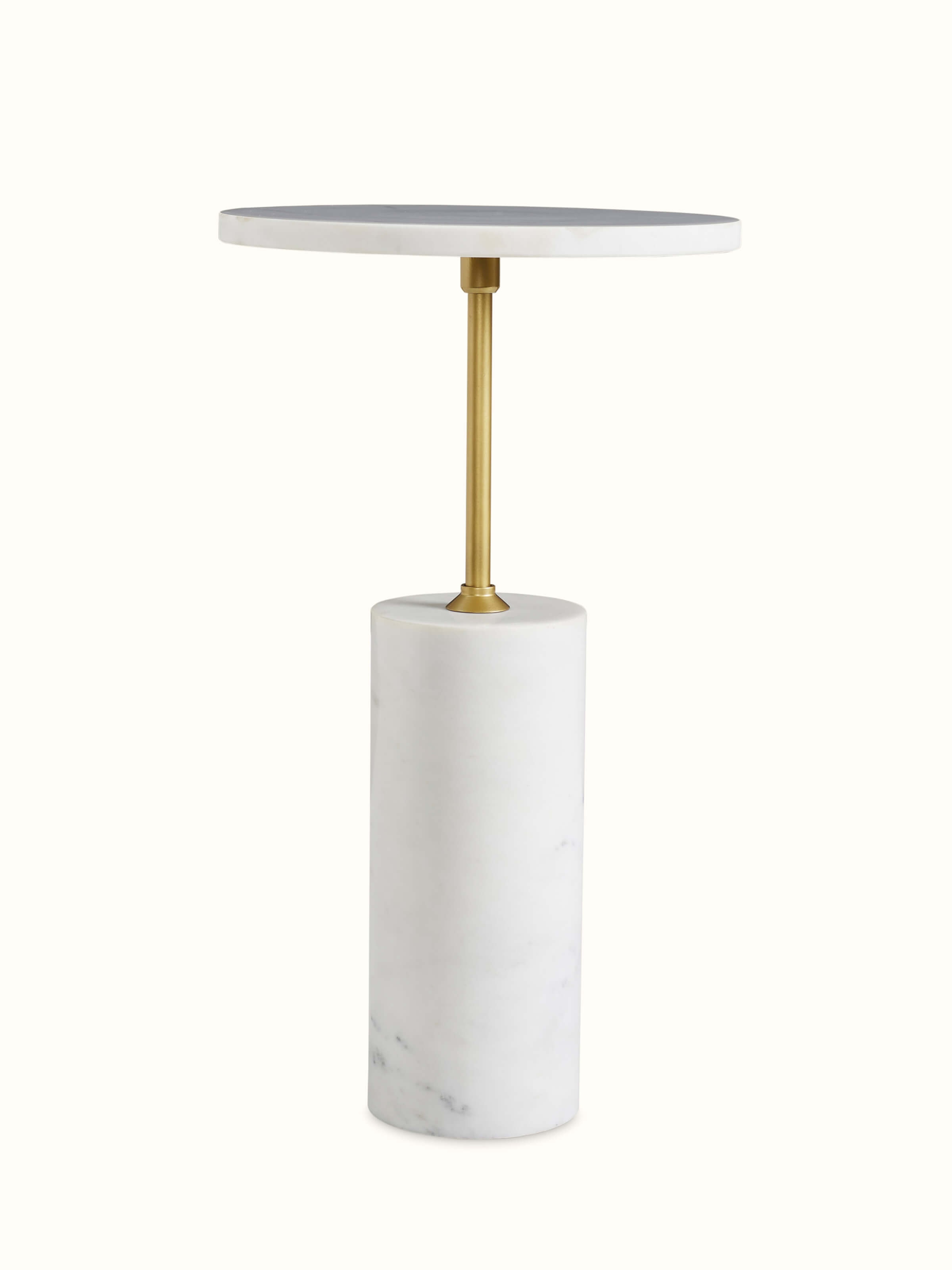 Front view of Marble Stone Carving Brass Finish End & Side Table