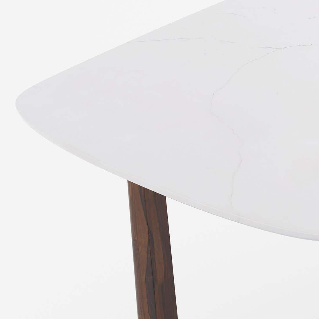 Adria Karara Quitese Top Dining Table With Set Of 6 Bren Swivel Dining Chairs (Colour- Ivory, Finish- Carrara White)