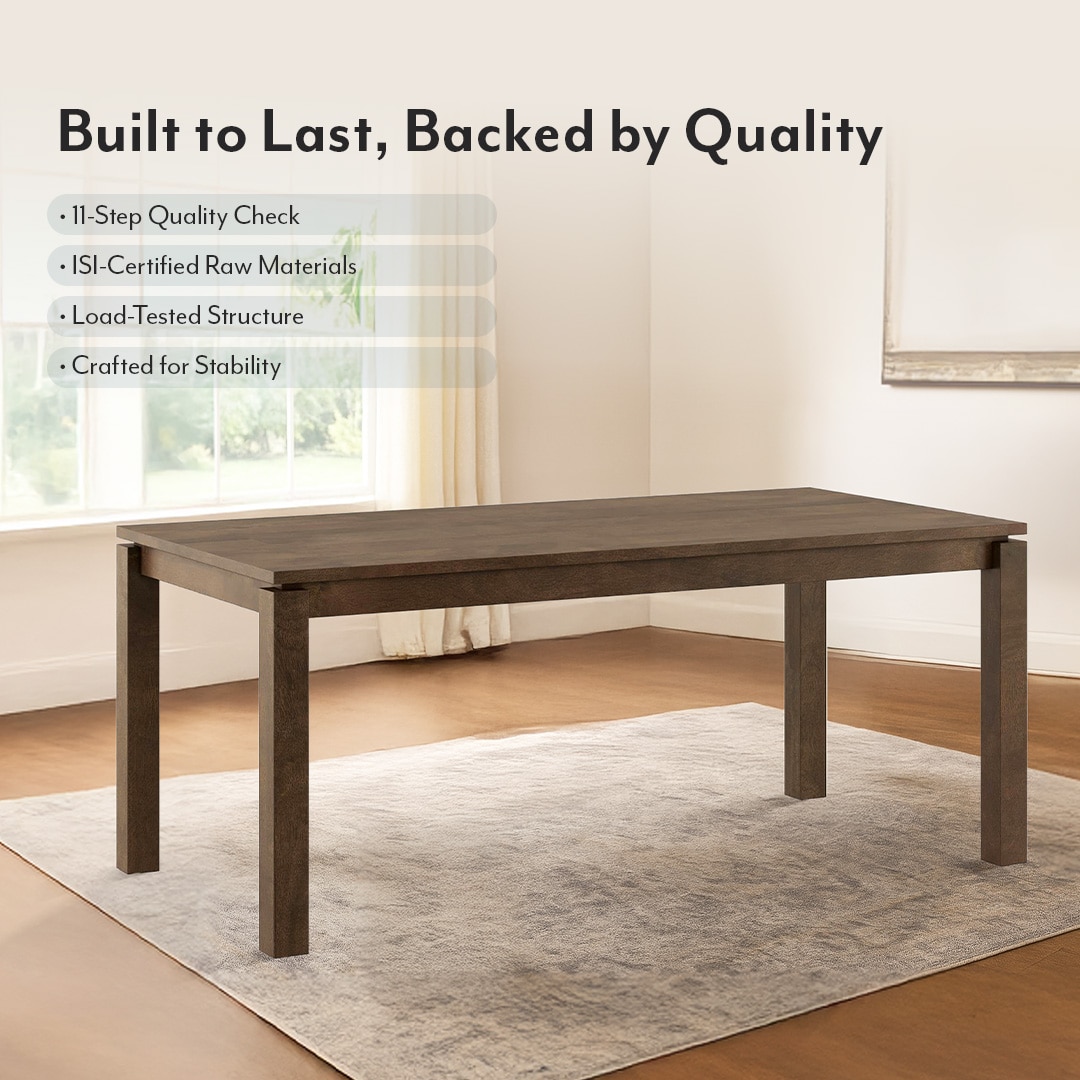 Atlas Solid Wood 6 Seater Dining Table In Danish Walnut Finish