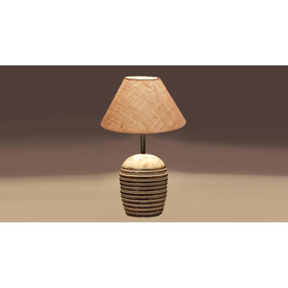Beige Jute with White Brushed Wood Table Lamp