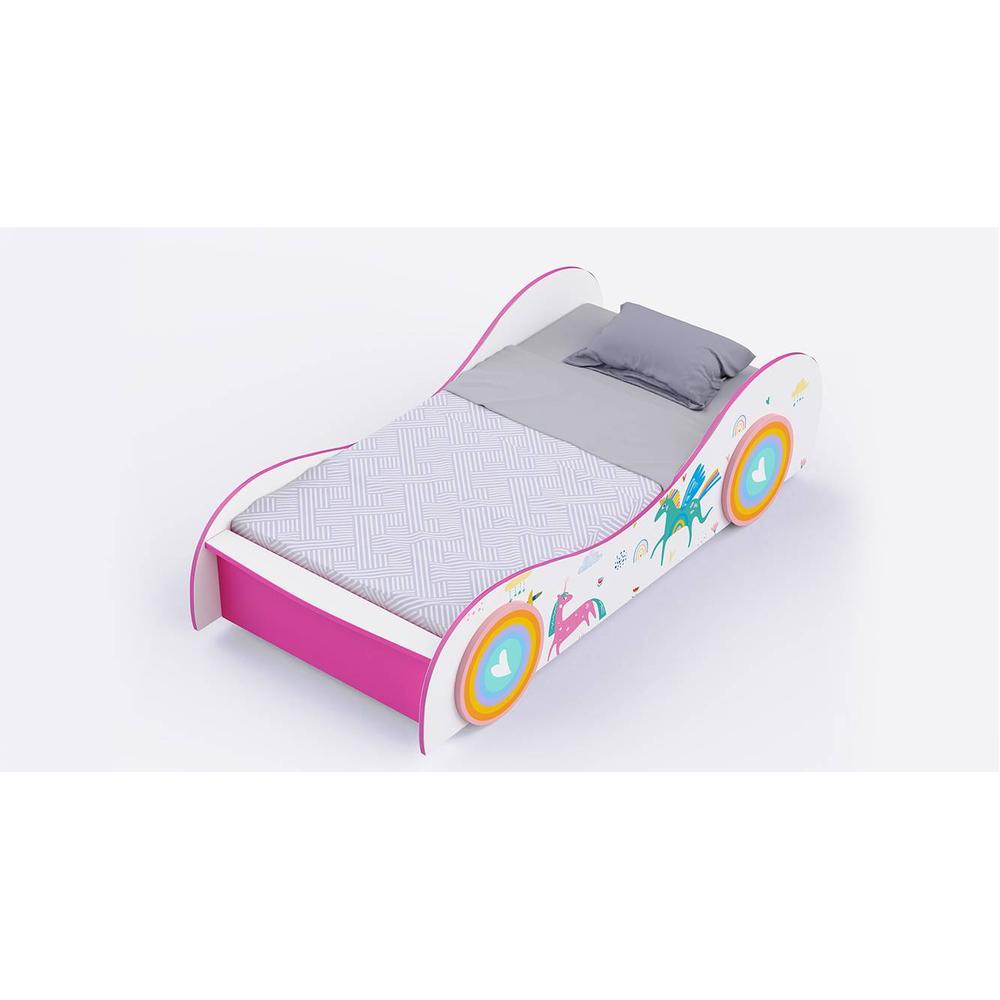 Snowflake Engineered Wood Open Storage Bed in White Colour