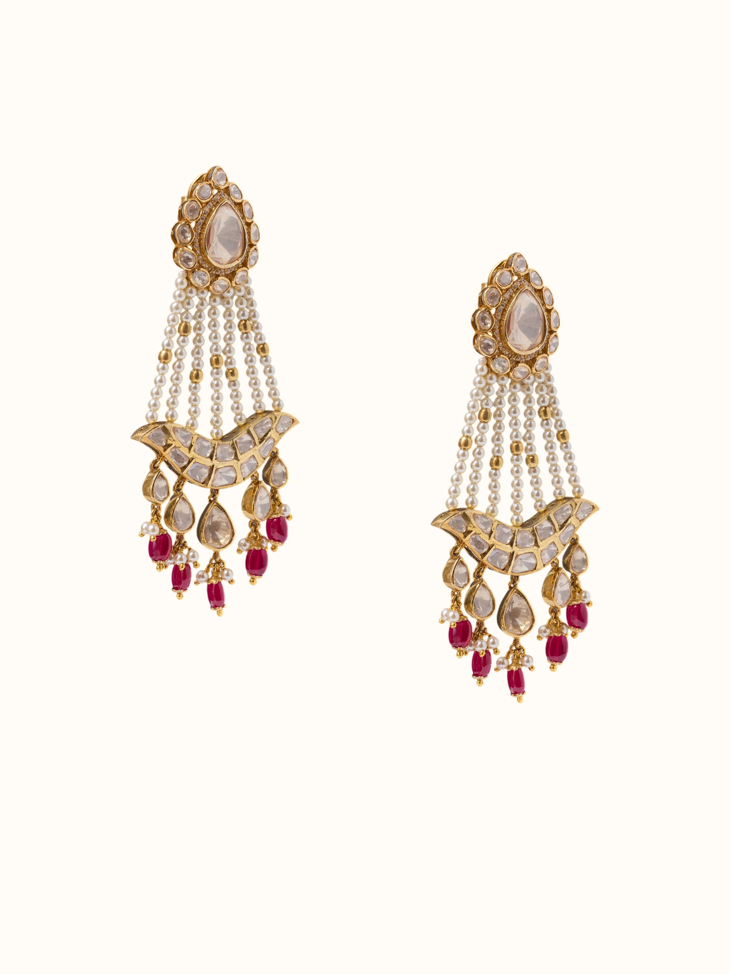 Angled view of the Silver Smithing Drop Earrings