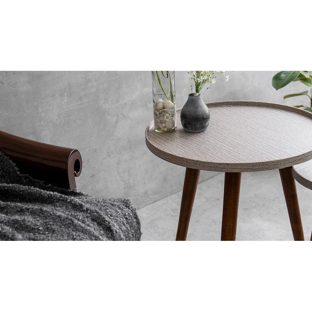 Weave Round Nesting Tables with Wooden Legs, Side Tables, Wooden Tables, Living Room Decor by A Tiny Mistake