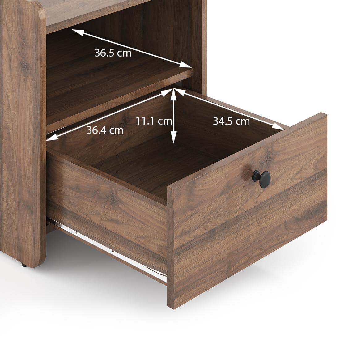 Lavista Engineered Wood Bedside Table in Classic Walnut Finish