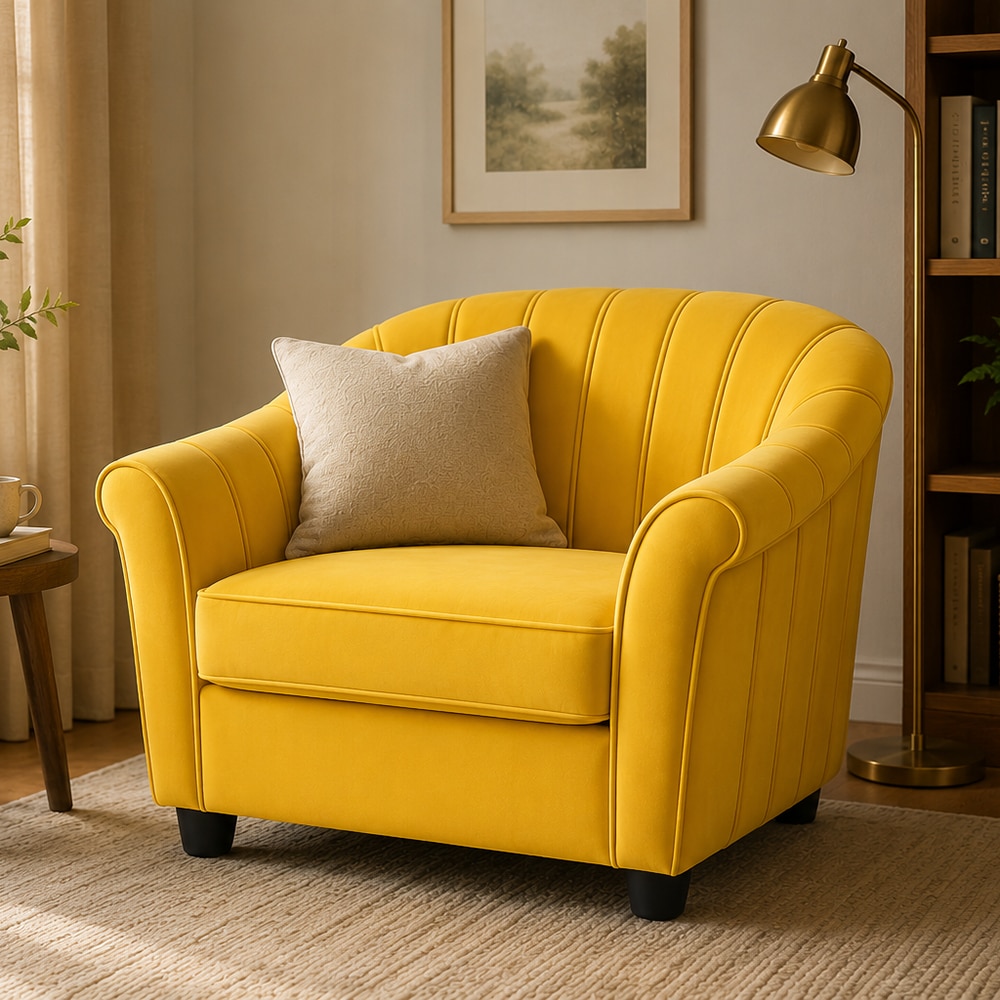 Hamaz 1 Seater Sofa In Fabric Yellow Color - AIAN Enterprises