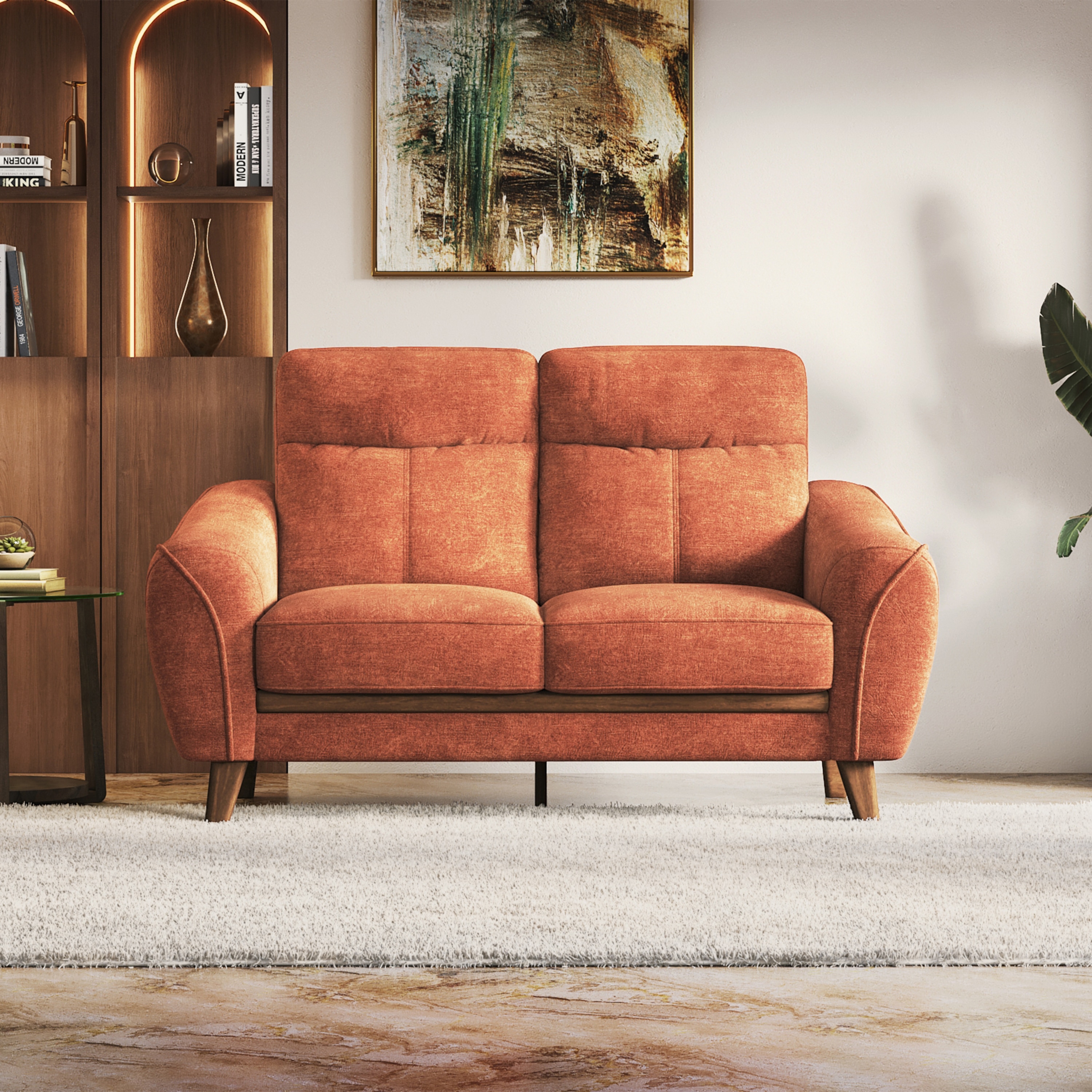 Ronan 2 Seater Fabric Sofa In Rust Colour