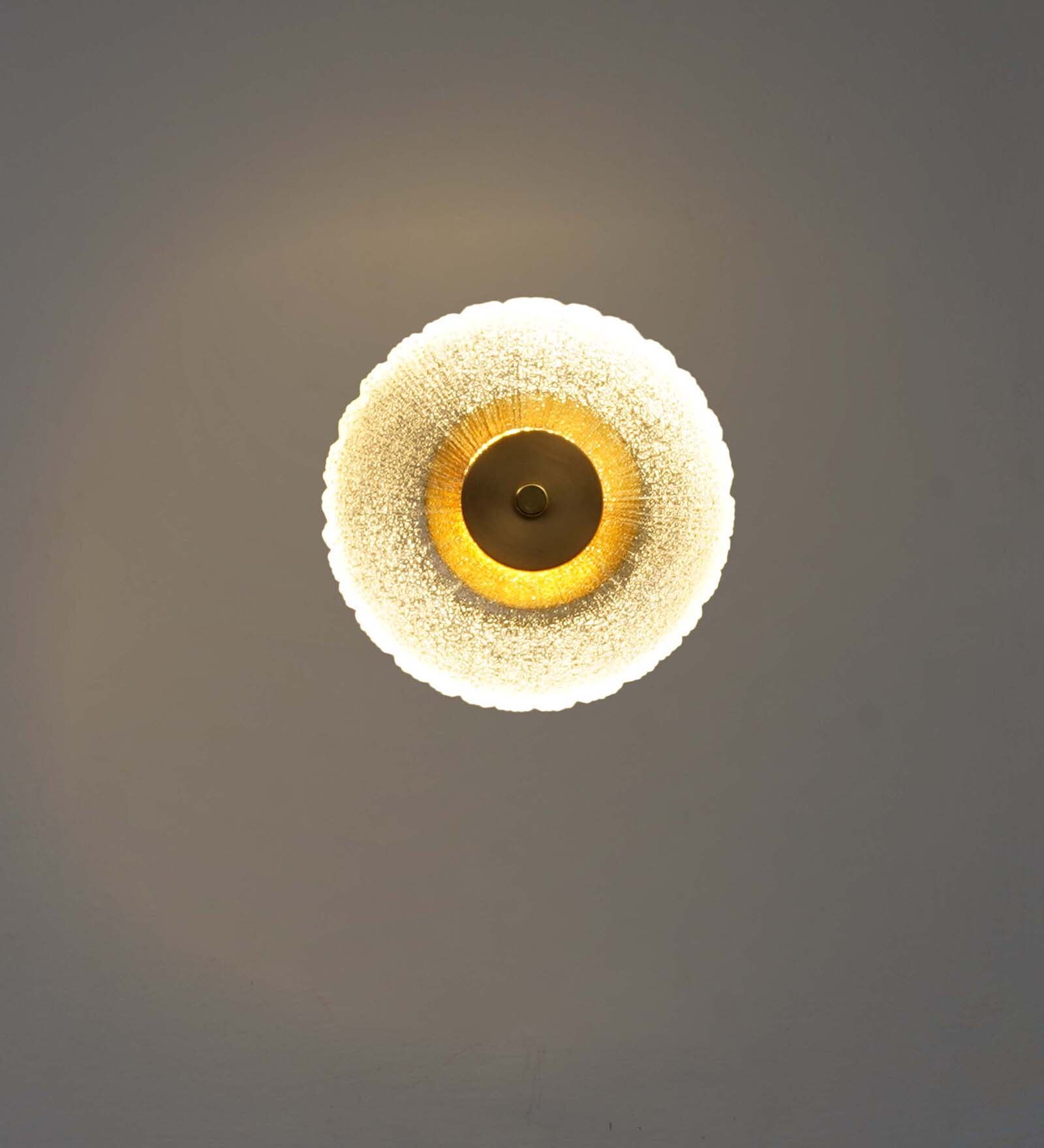 Axton Integrated Single Light Led Wall Fitting In Brass Finish Metal With Frosted White Glass