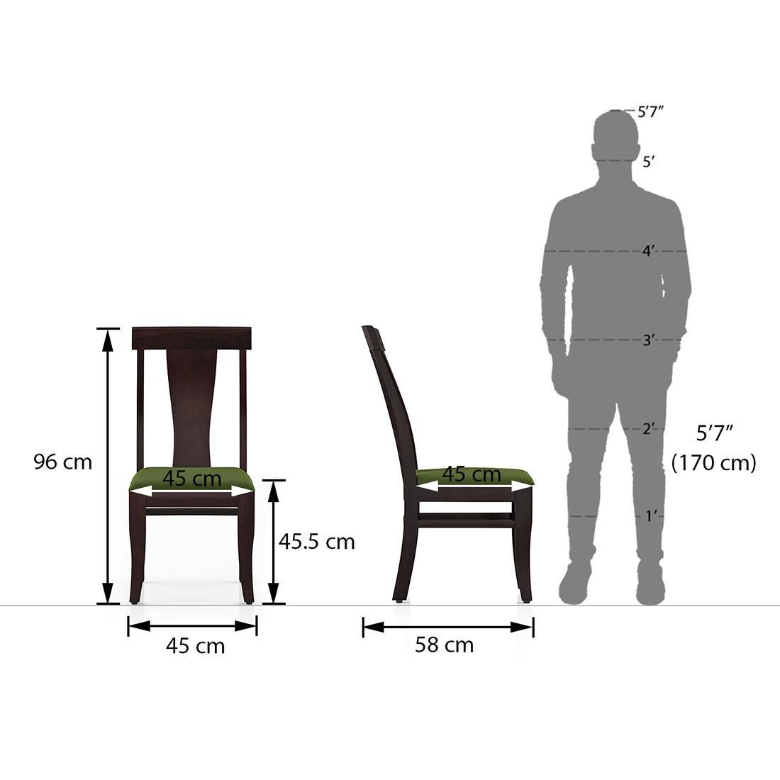 Brighton-Fabio 4 Seater Dining Table With Set Of 4 Chairs Colour-Matty Olive Finish-Mahogany