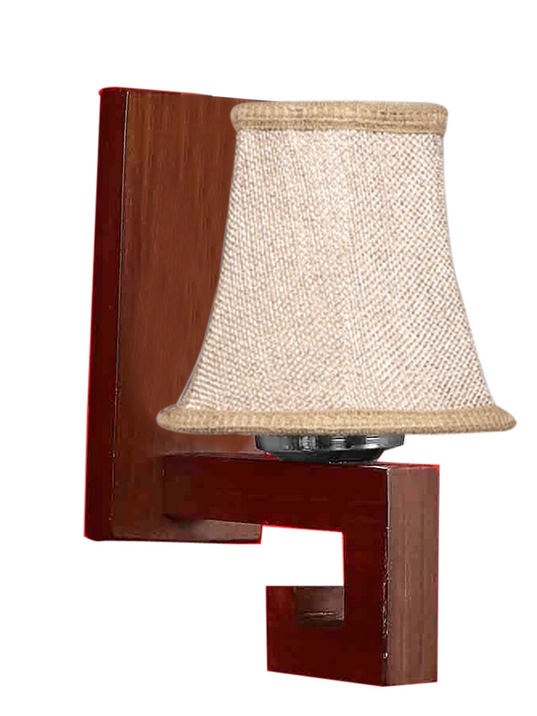 Devansh Wood Wall Mounted Lamp With Beige Jute Shade