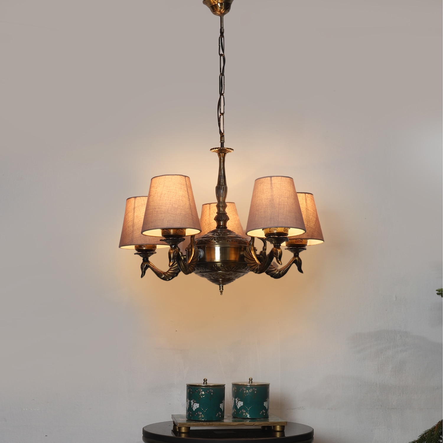 Devansh Gold Antique Wall Mounted Lamp With Beige Jute Shade