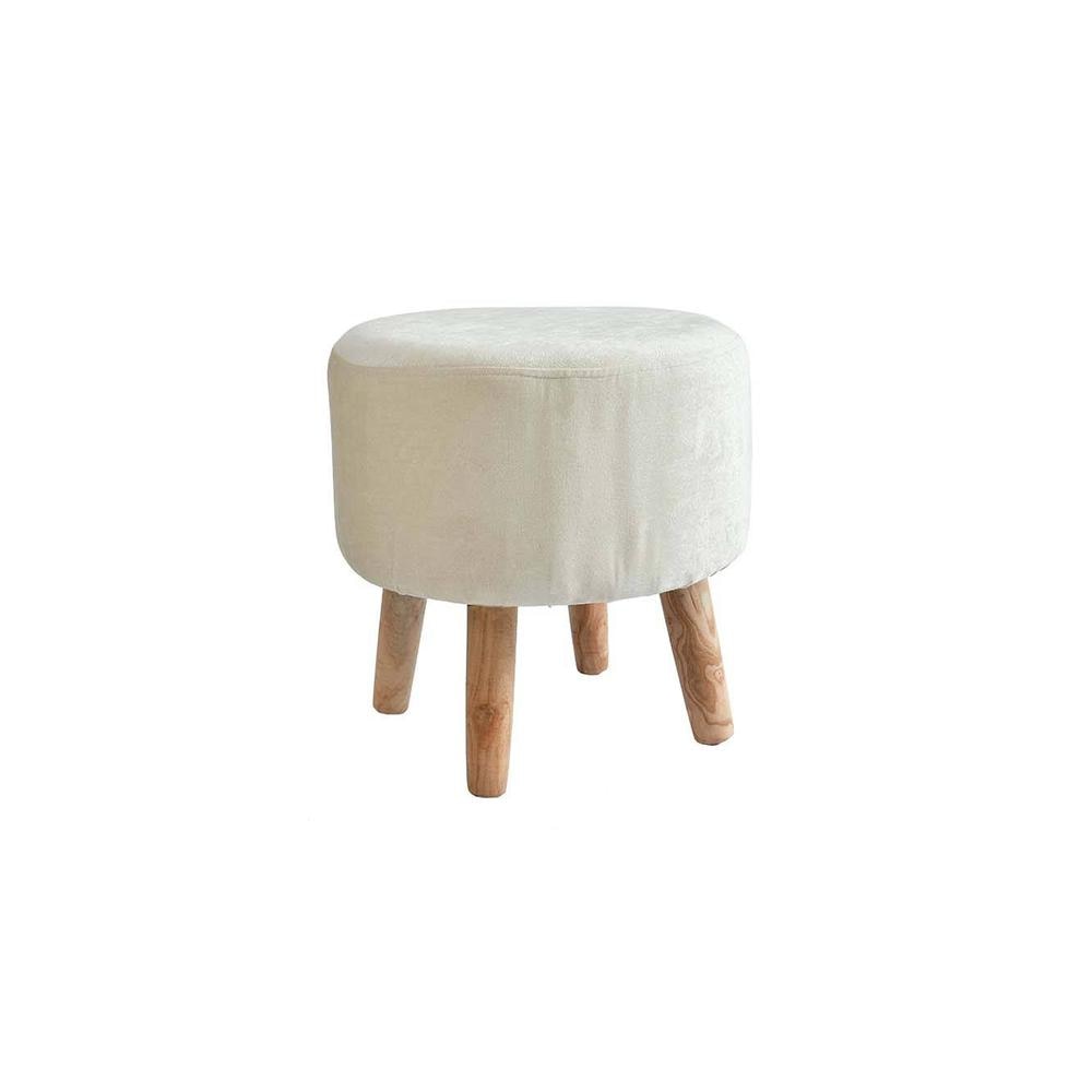 Melanie Solid Wood Stool in Cream Colour