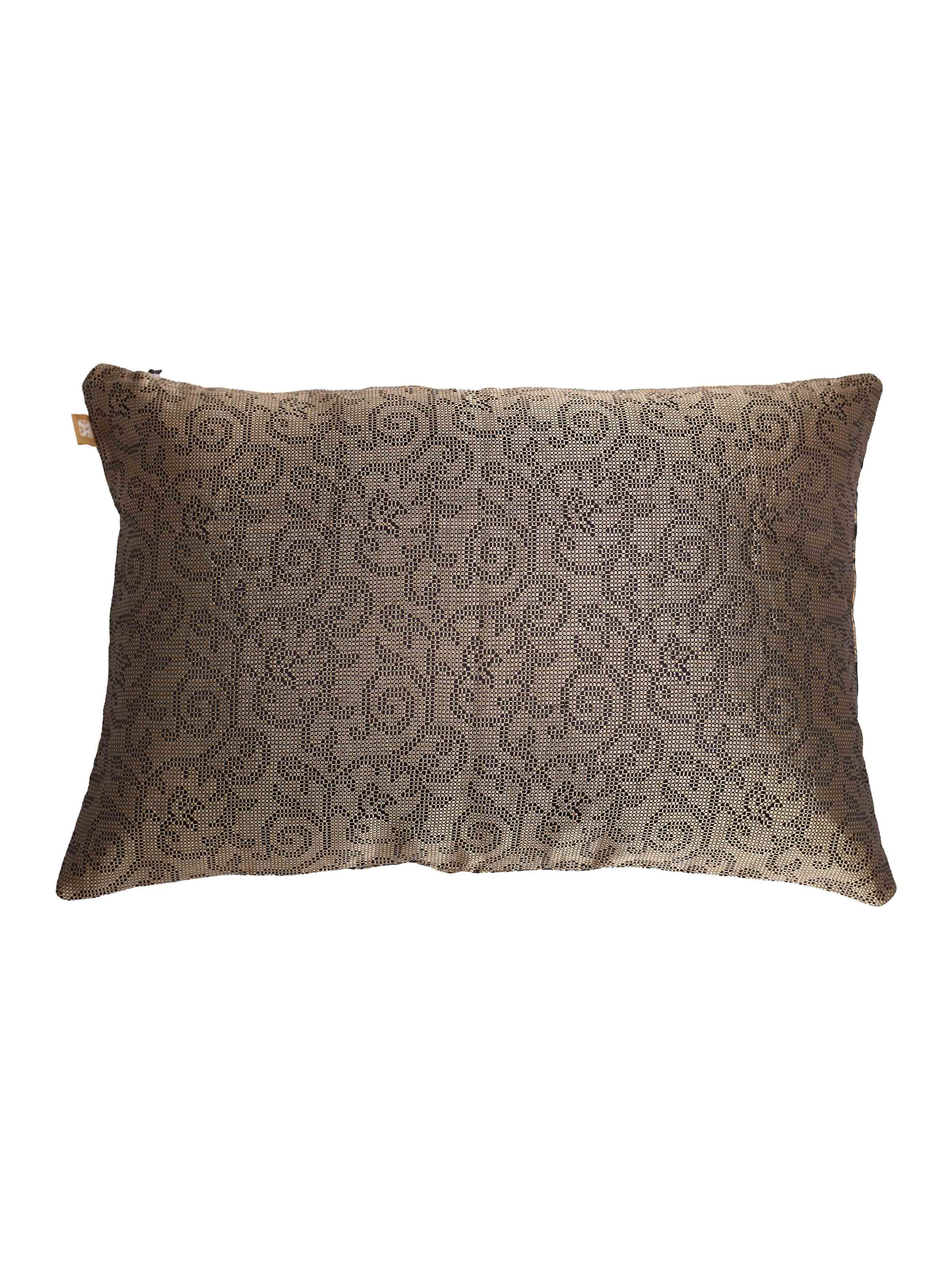 Awadh Damask Black Banarasi Handloom Silk Cushion Cover