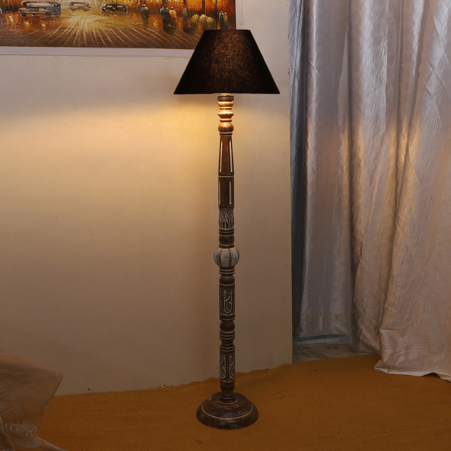 Devansh Wooden Floor Lamp