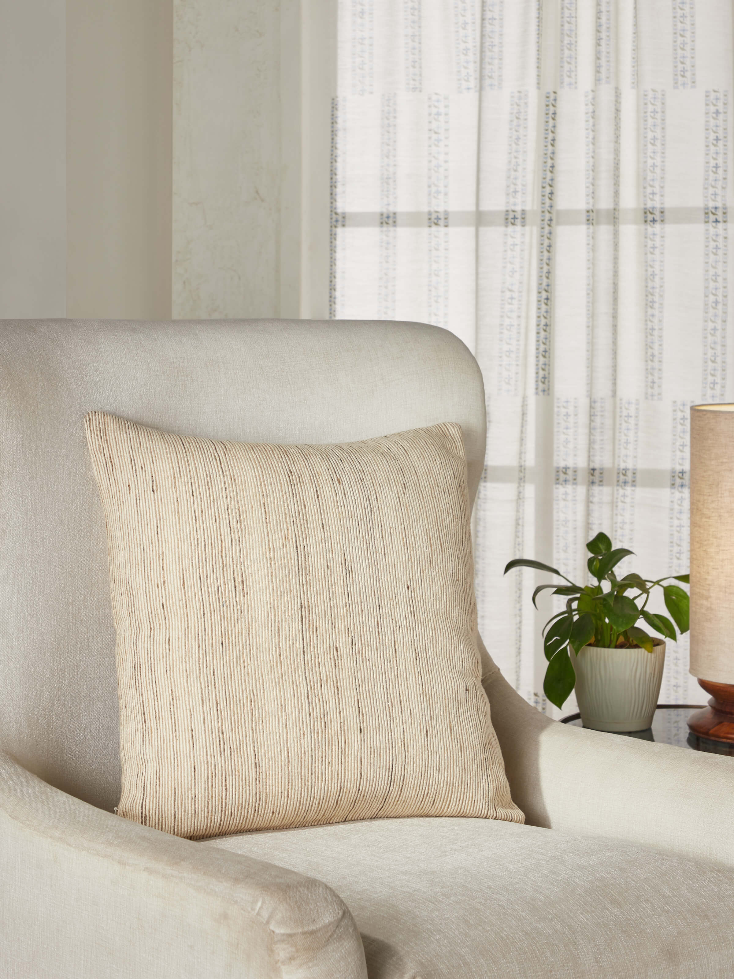 Ujjwal Light Brown Silk Bhagalpur Handloom Cushion Cover