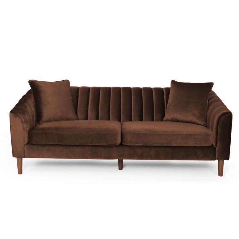 Mid Century Fabric Sofa (Brown Velvet)