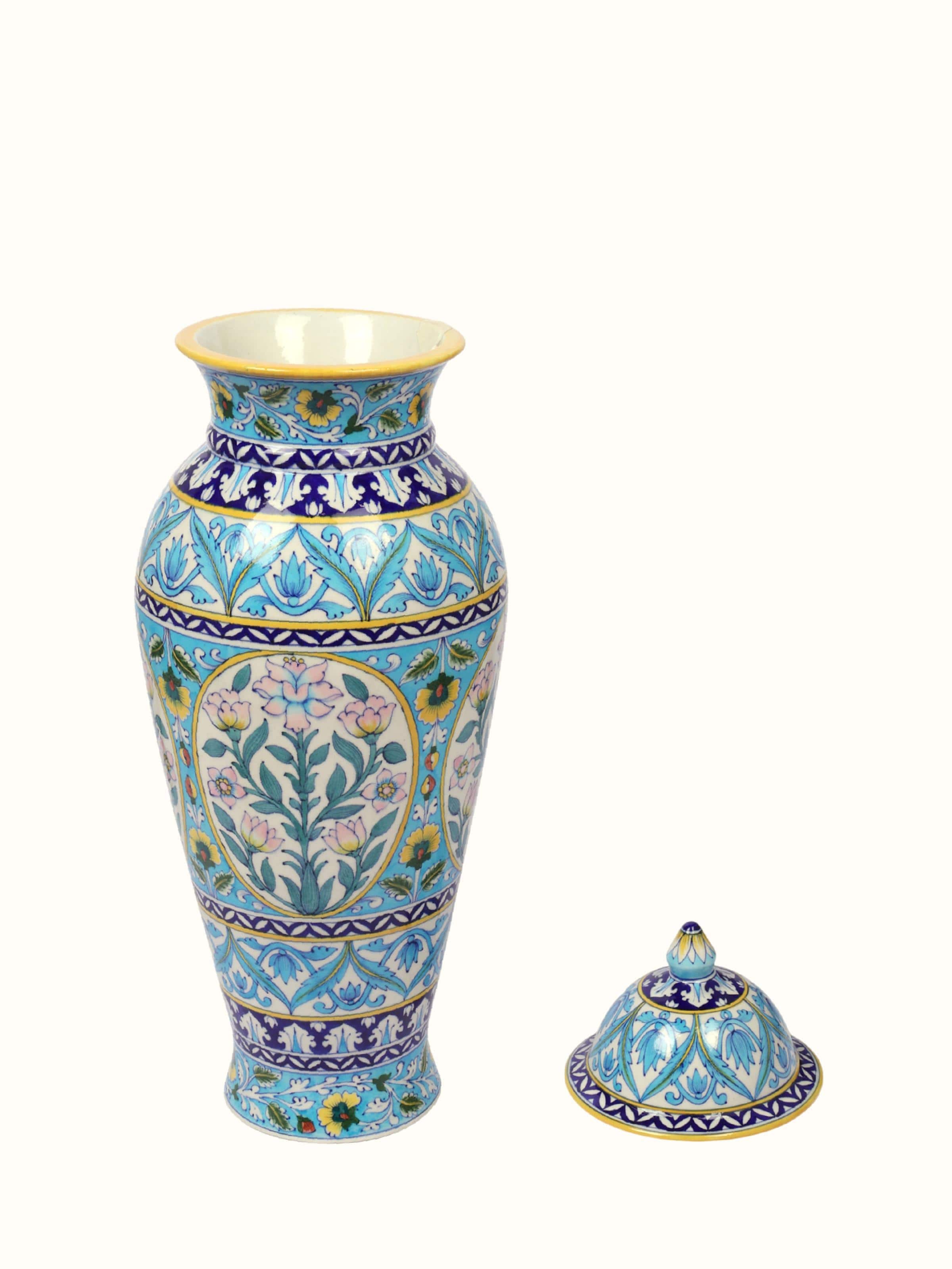 Blue Pottery Ceramic Floor Vase