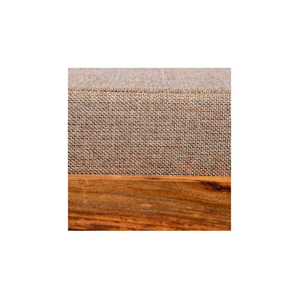 Amber Sheesham Wood Foot Stool in Teak Finish with Jute Beige Cushion