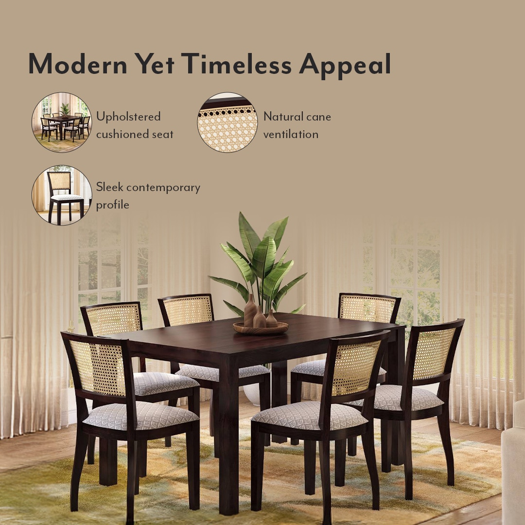 Argiro Solid Wood Dining Chair Set Of 2 In Mahogany Finish With Grey Fabric Colour