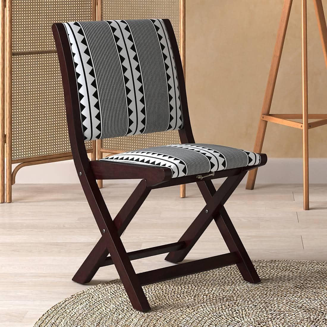 Bellucci Accent Chair in Mahogany Finish (Black & White Colour)