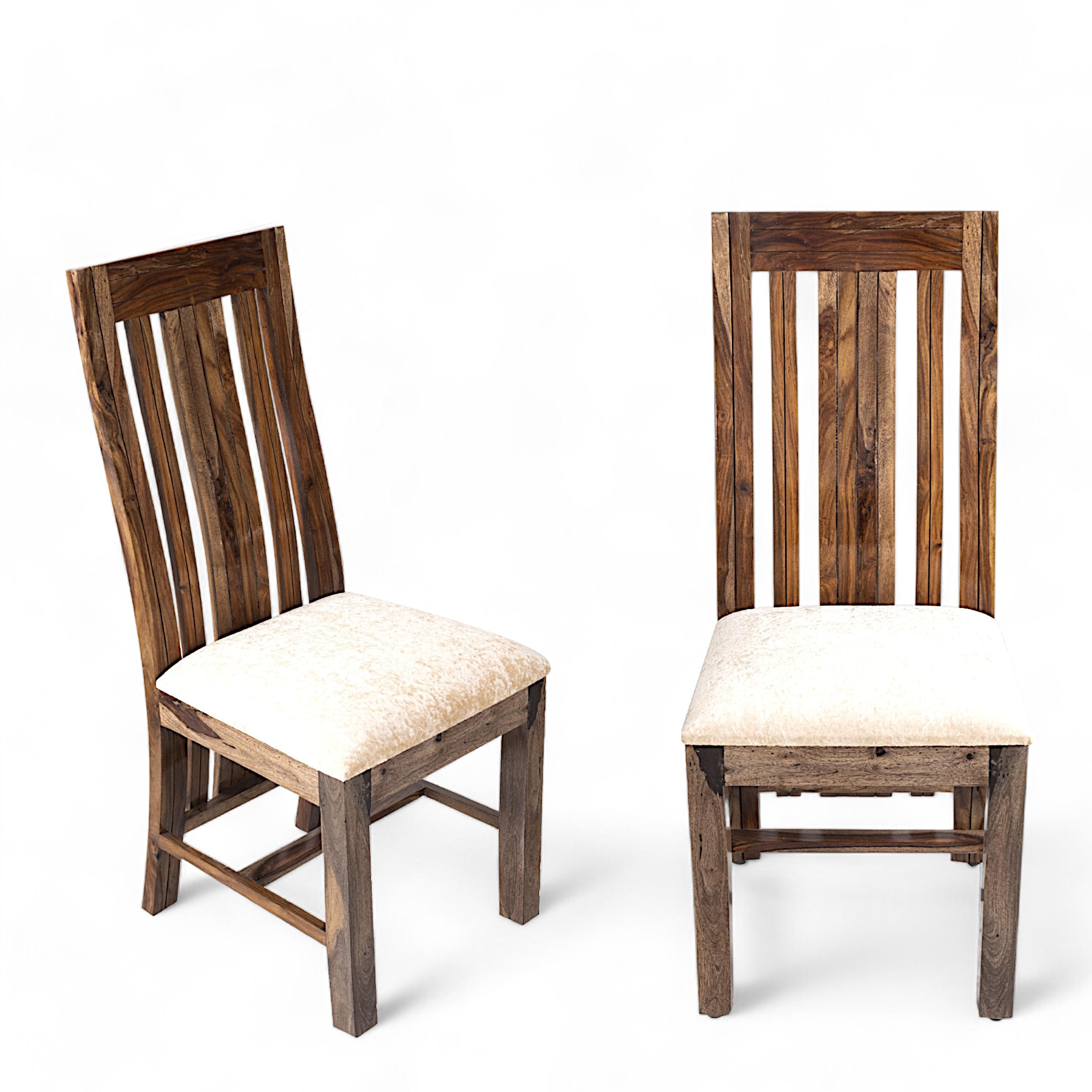 Columbus Sheesham Wood Dining Chair Set of 2 in Teak Finish