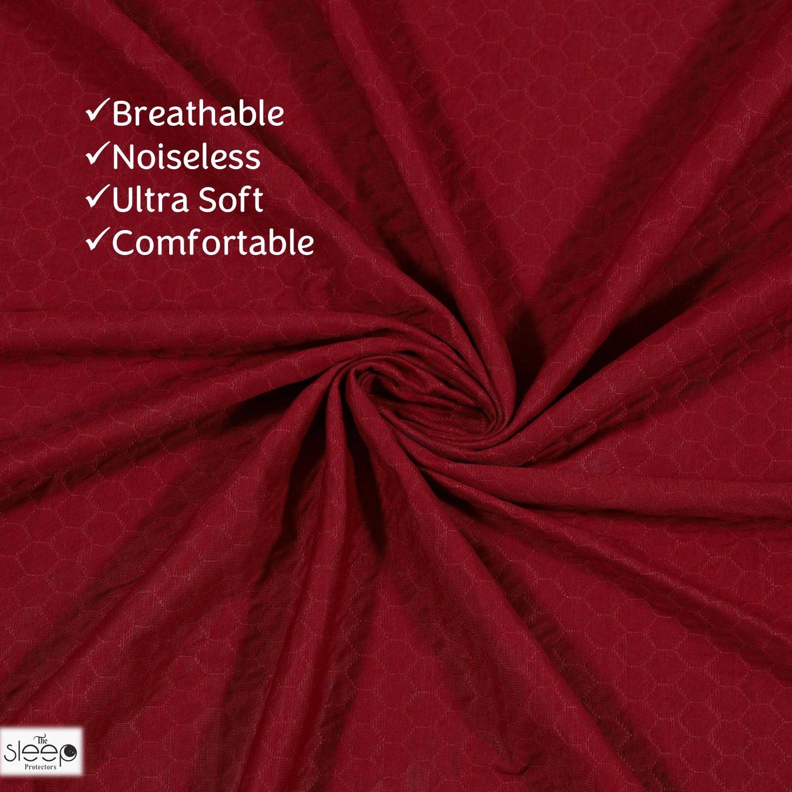 Cotton Waterproof Mattress Protector for Single Size Mattress In Maroon color 75x36