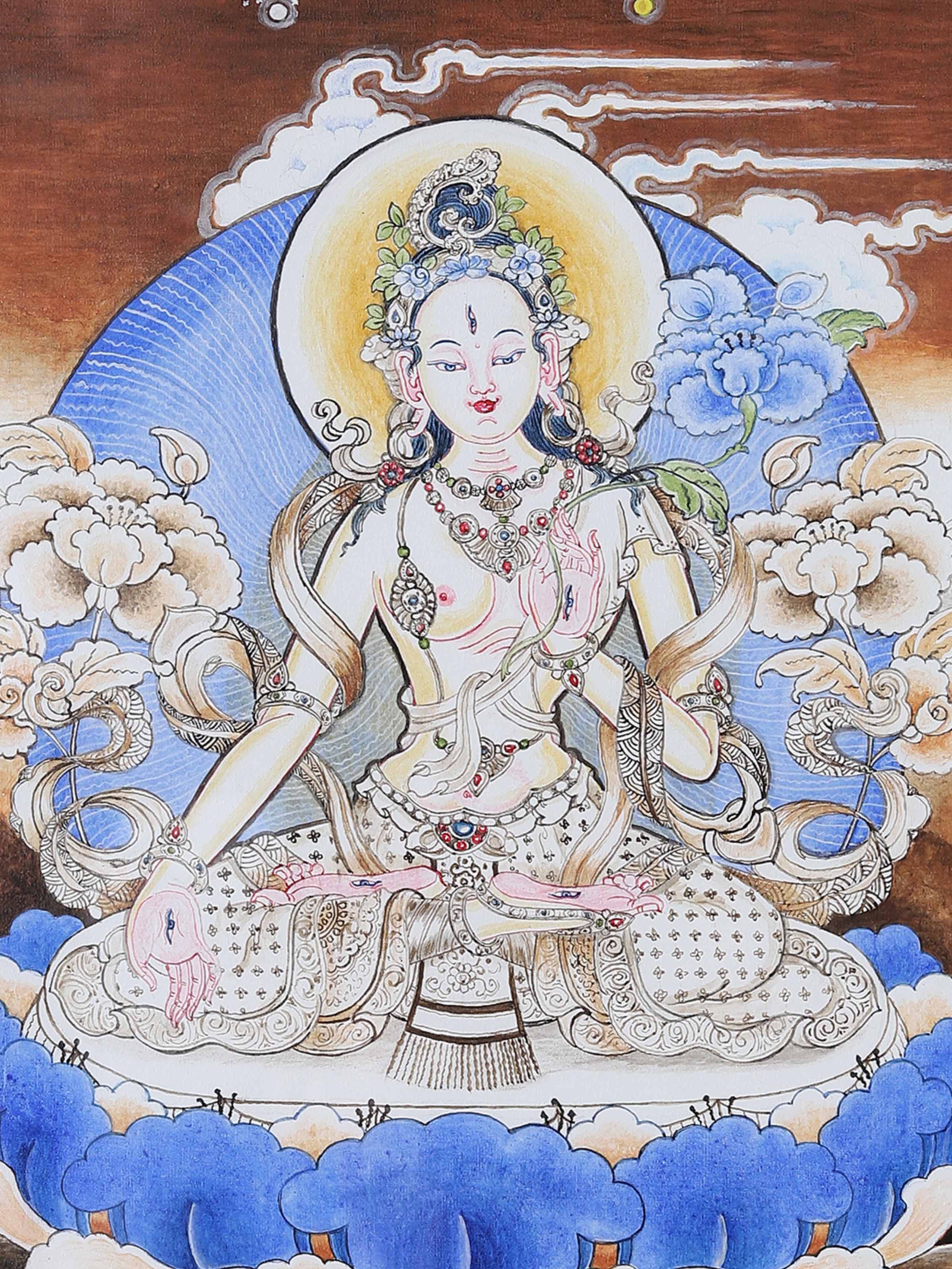 White Tara Thangka Painting
