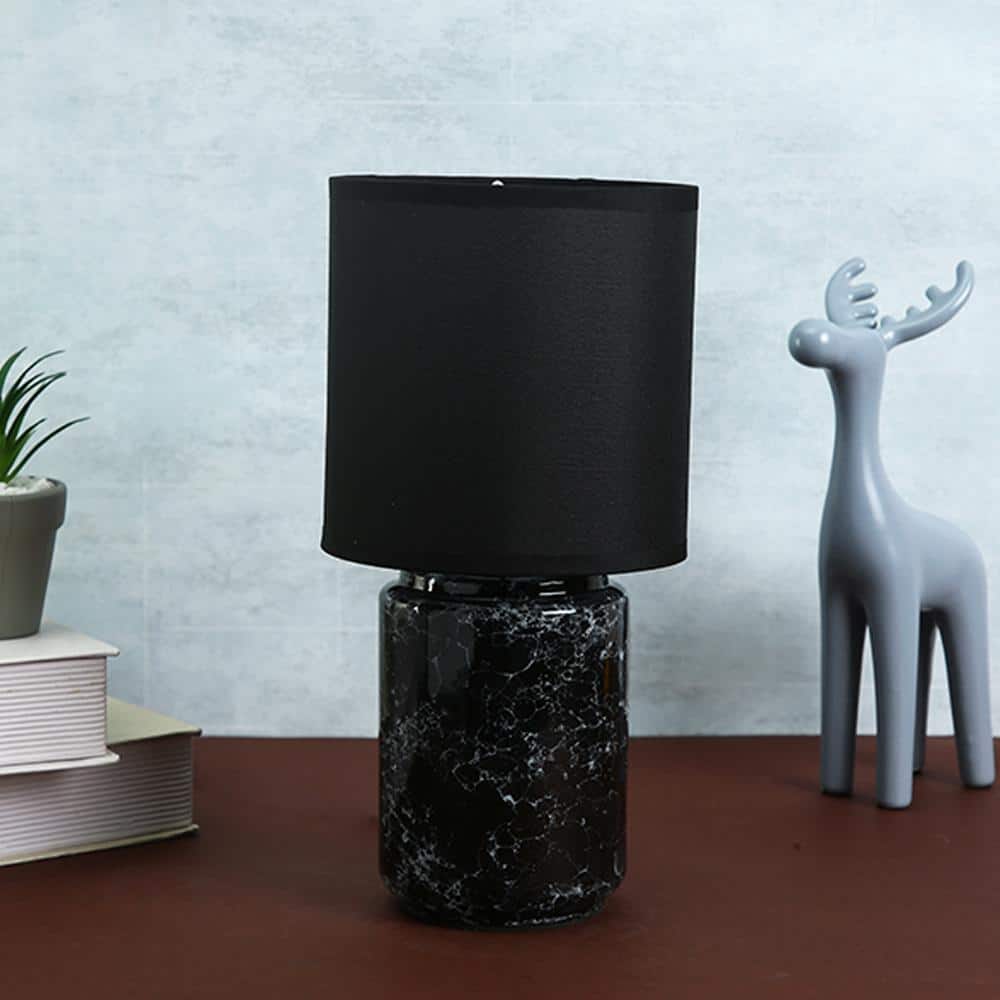 Desk Lamp Black Carved Base with Modern Shade