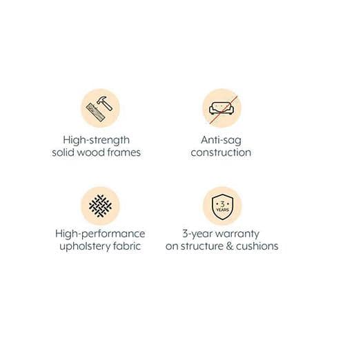 Granada Premium 2 Seater Fabric Sofa in Smoke Colour