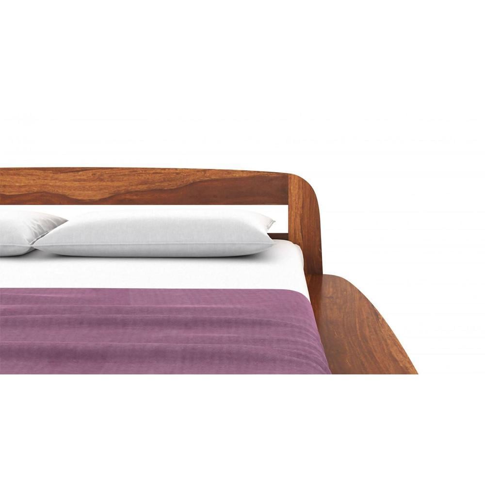 Wilbur Solid Wood King Size Non Storage Bed In Teak Finish