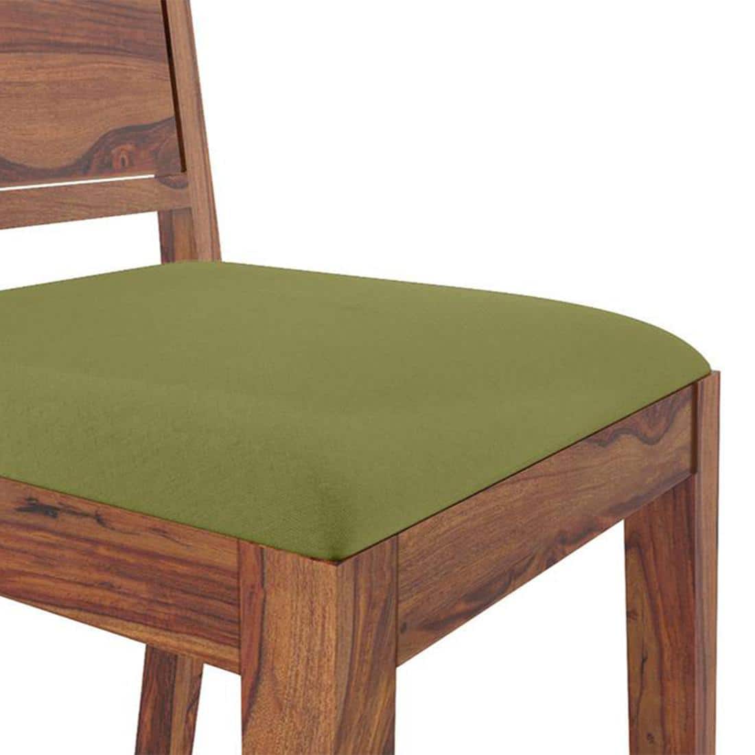 Julian 4 Seater Dining Table With Set Of 4 Oribi Upholstered Dining Chairs (Colour- Avocado Green, Finish- Teak)