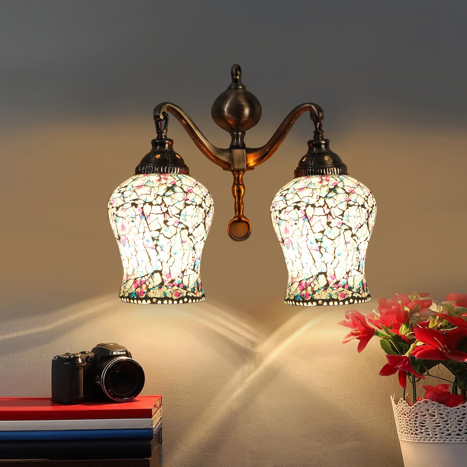 Devansh Metal Electric Wall Light in Multi Colour with Multi Shade Count of 2 Lights - Devansh