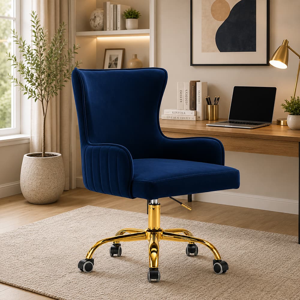 Doe Buck Adan Modern Blue Velvet Office Chair