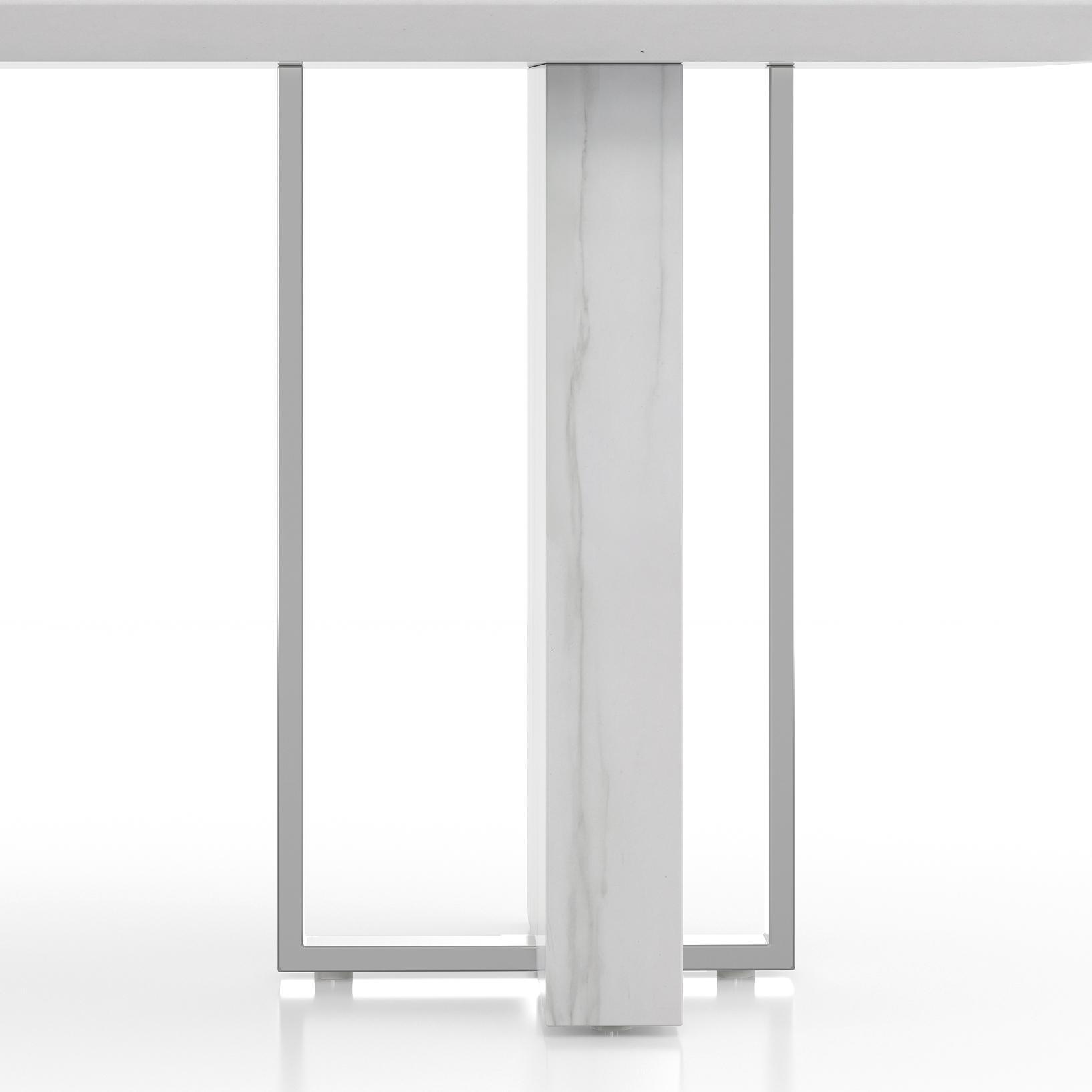 Nova Faux Marble 6 Seater Dining Table With Set Of 6 Doris Swivel Chairs