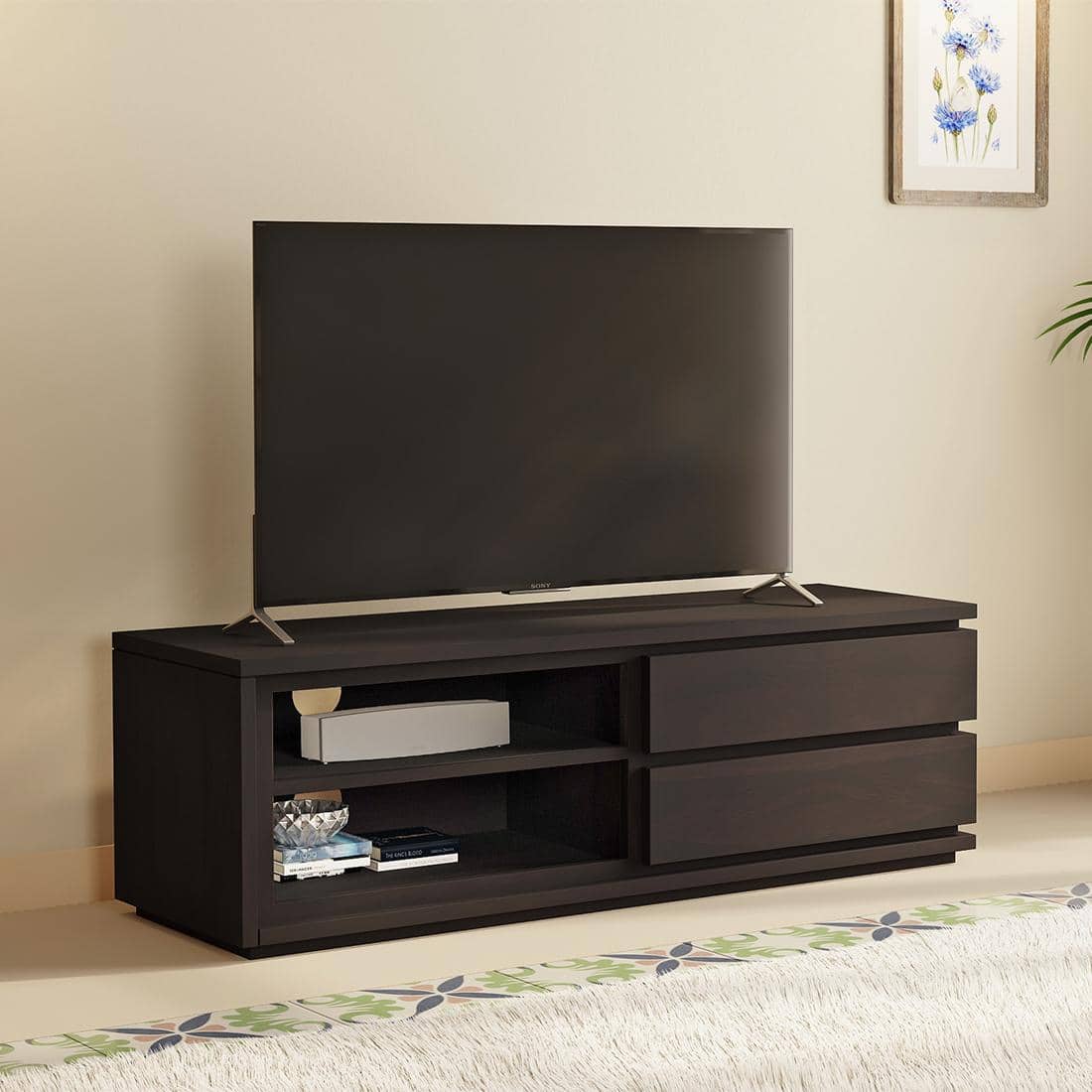 Vector Solid Wood TV Unit in American Walnut