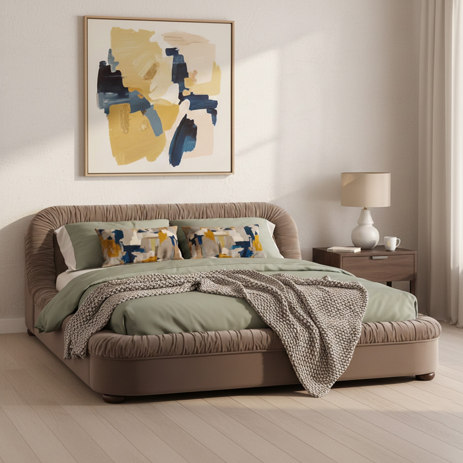 Casa Haven Relax Queen Size Bed in velvet With Engineered Hardwood Frame & Hydraulic Storage - Nestroots