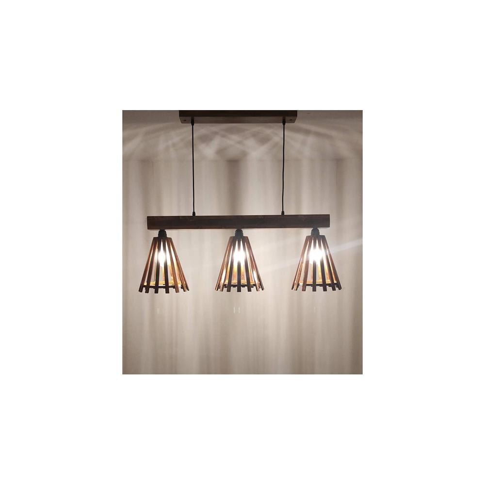 Funnel 3 Series Brown Solid Wood Cluster Hanging Light