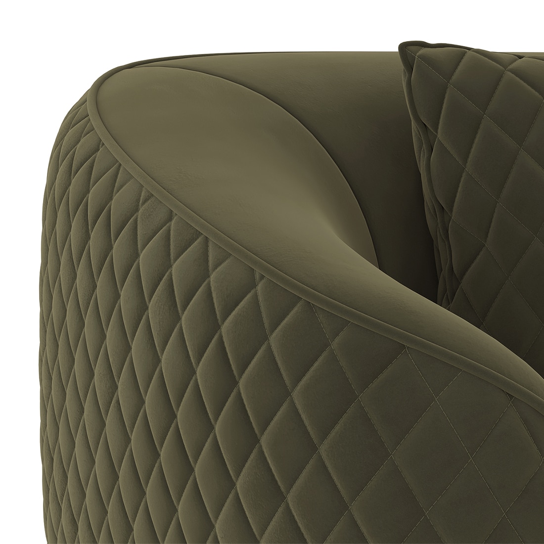 Amora 2 Seater Fabric Sofa in Deep Olive Velvet