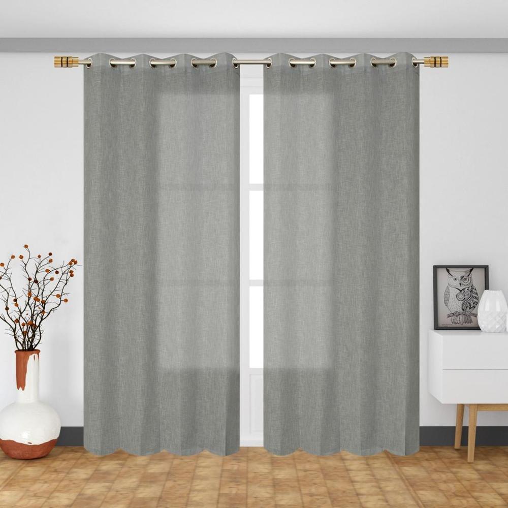 Solid Pack of 2 Pieces Sheer Window Curtain