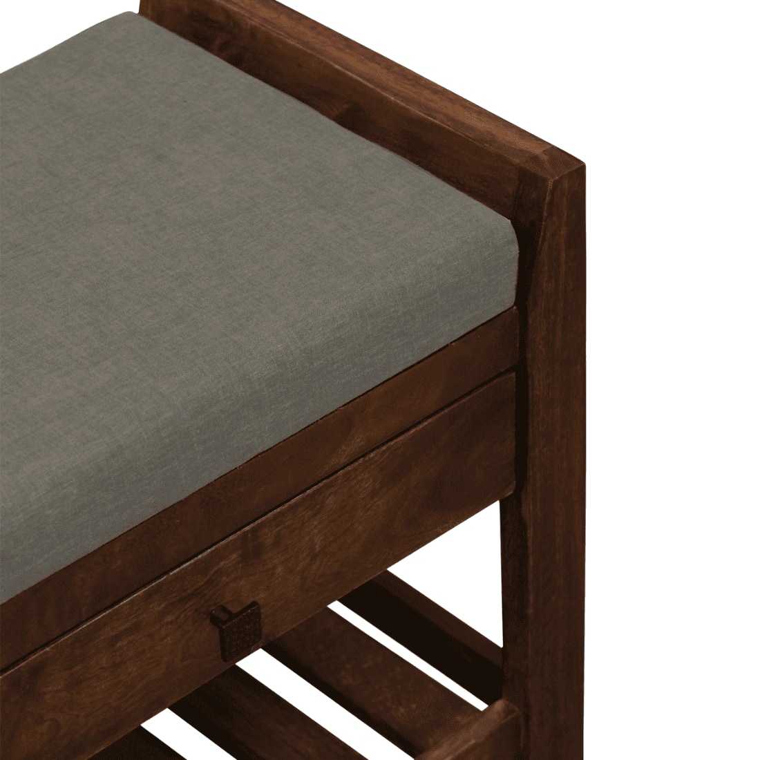 Kongsberg Solid Wood Shoe Rack with Seating in Walnut Brown finish