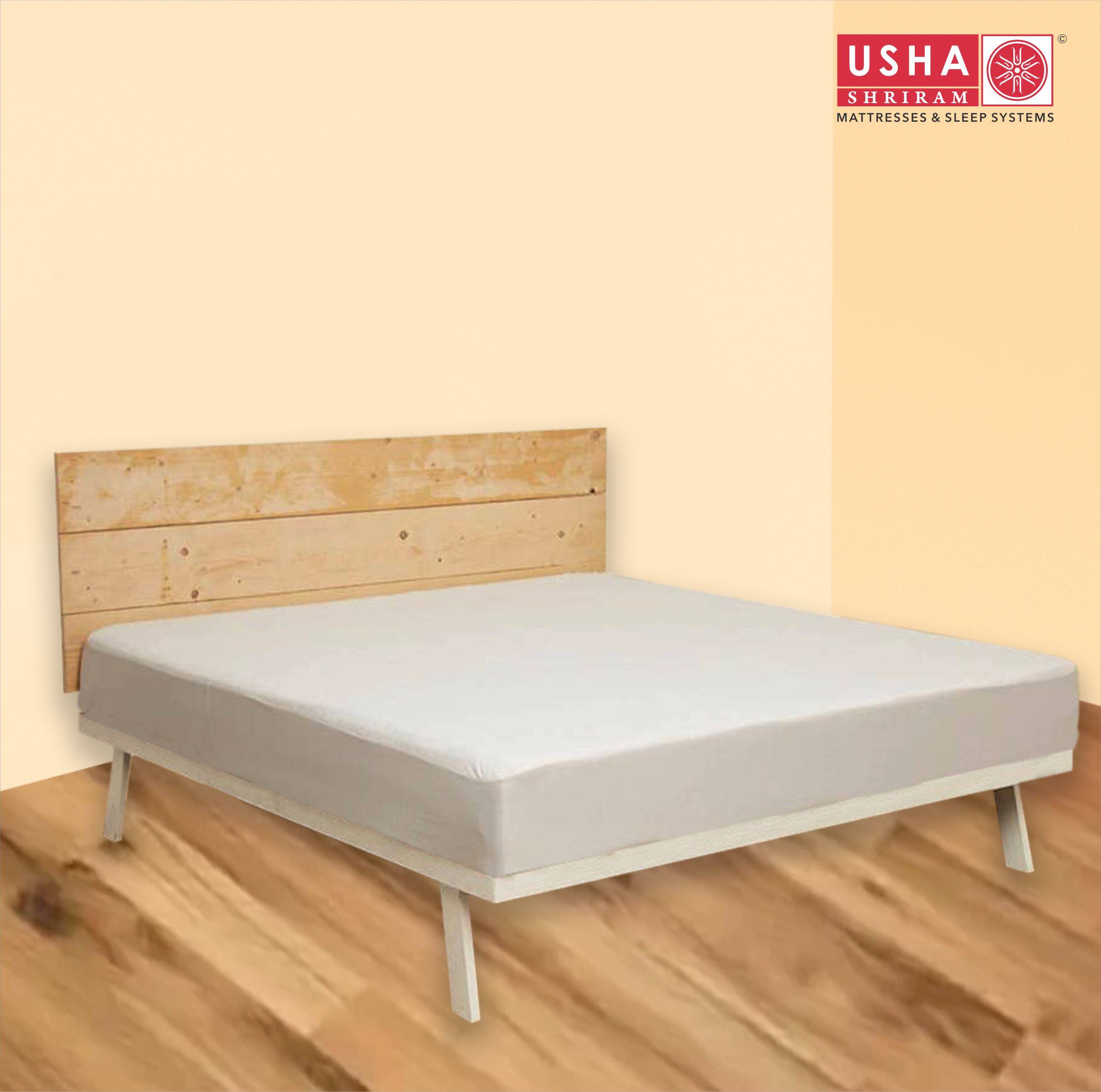 USHA SHRIRAM Queen Size Elastic Strap Terry Cotton Waterproof Mattress Cover White - Usha Shriram