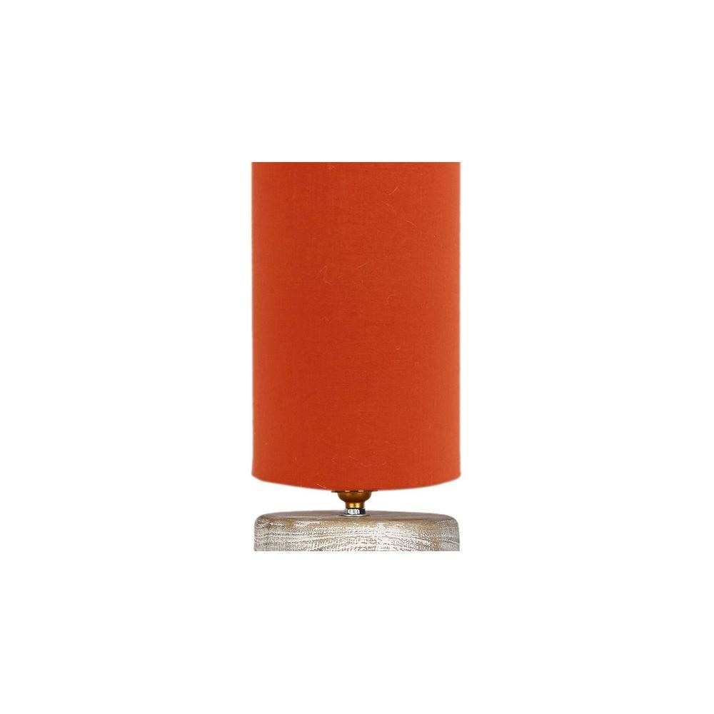 Bernhana Orange cotton table lamp with White Brushed wood base
