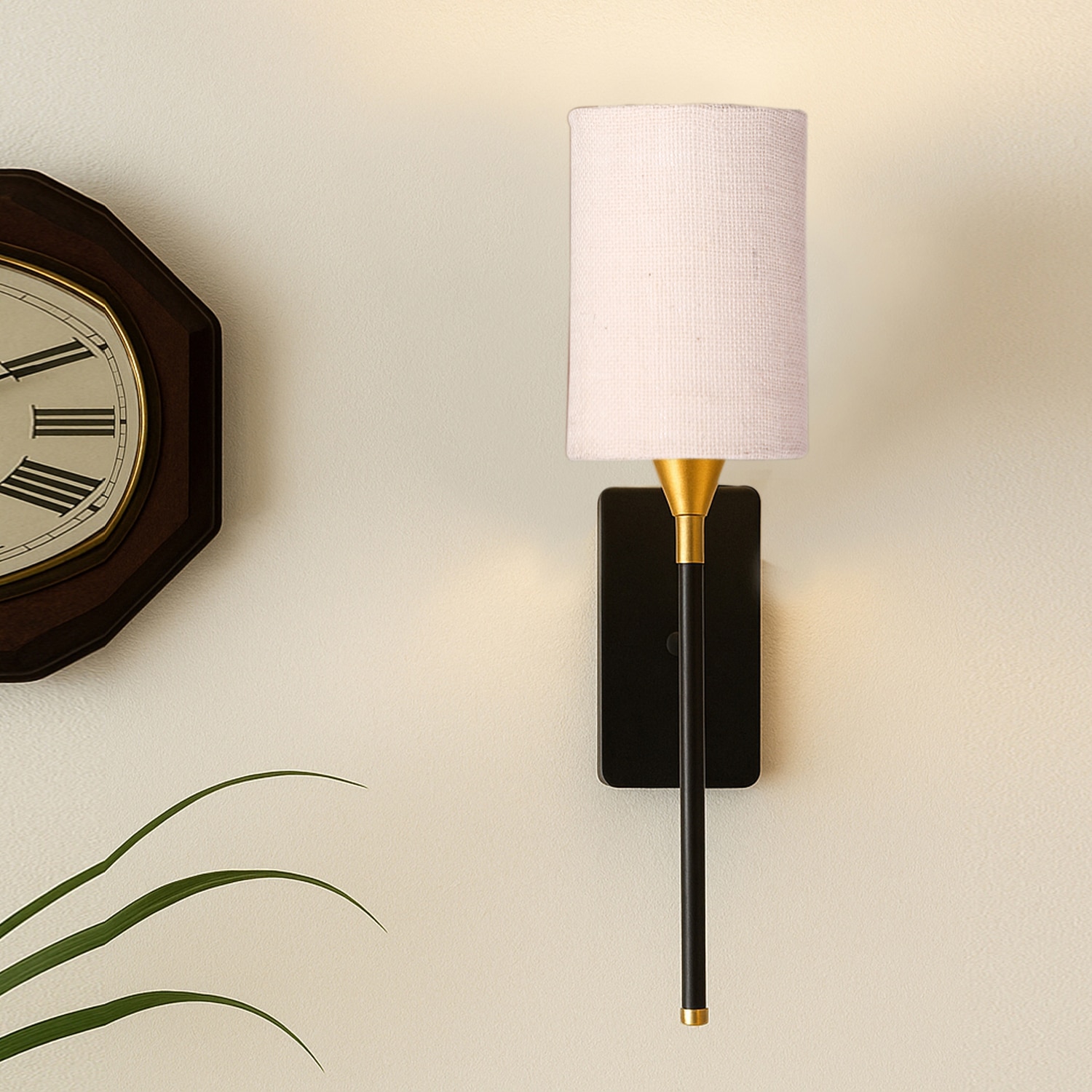 Devansh Metal Electric Wall Light in Black Colour with White Shade Count of 1 Light - Devansh