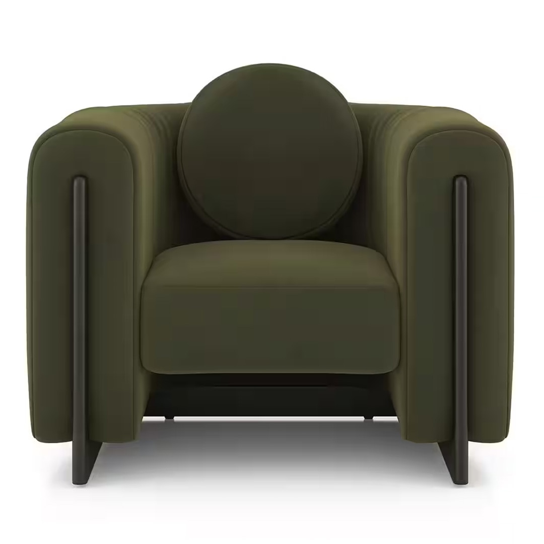 Reno Lounge Chair in Deep Olive Velvet Colour