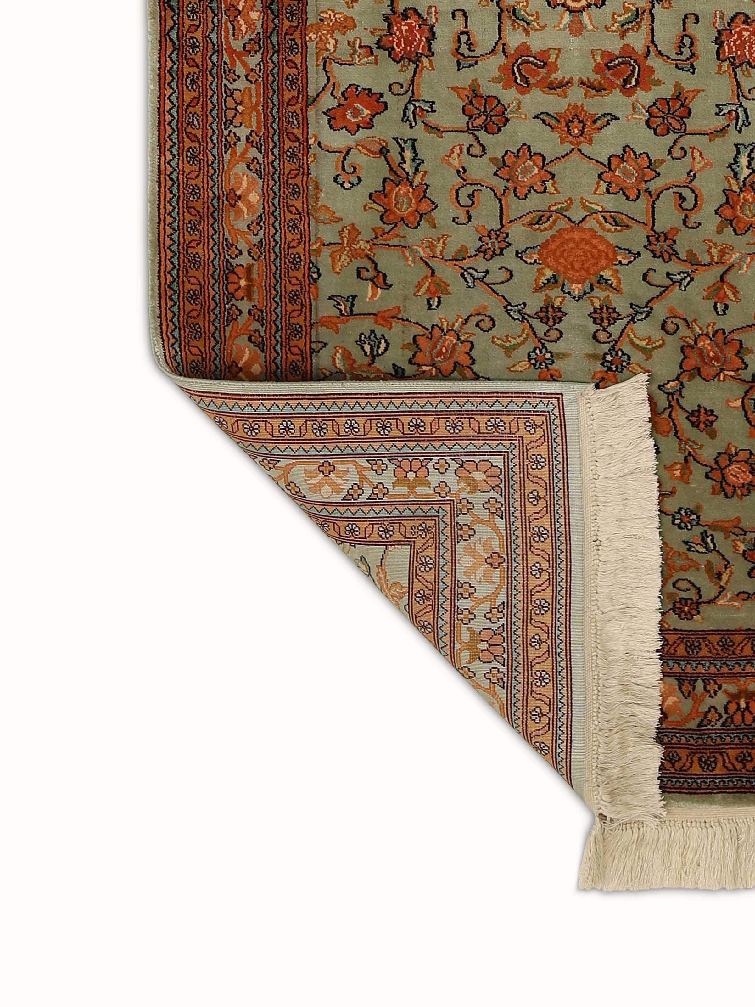 Traditional Persian Allover Kashmir Silk Hand-knotted Runner