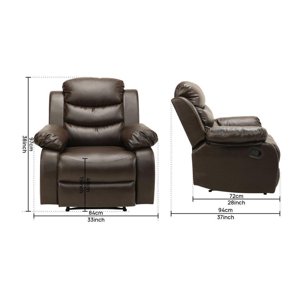 Shine Leatherette One Seater Manual Recliner in Brown Colour